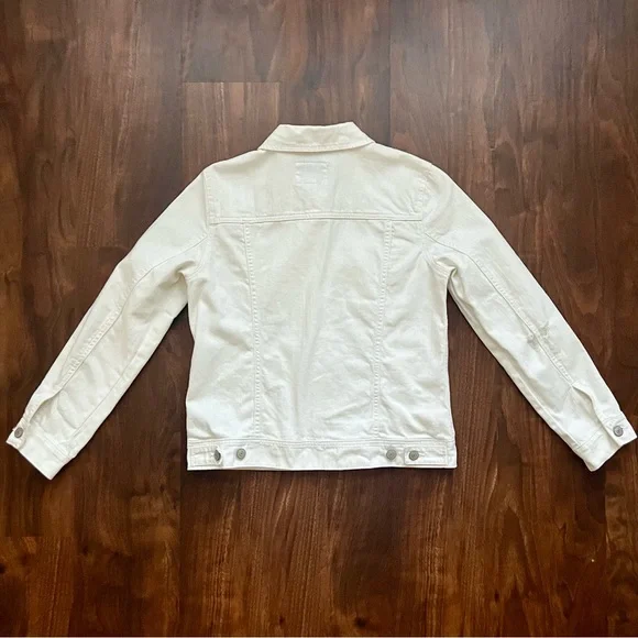 Old Navy White Distressed Button Up Denim Jean Jacket Women’s Size M - Picture 6 of 8